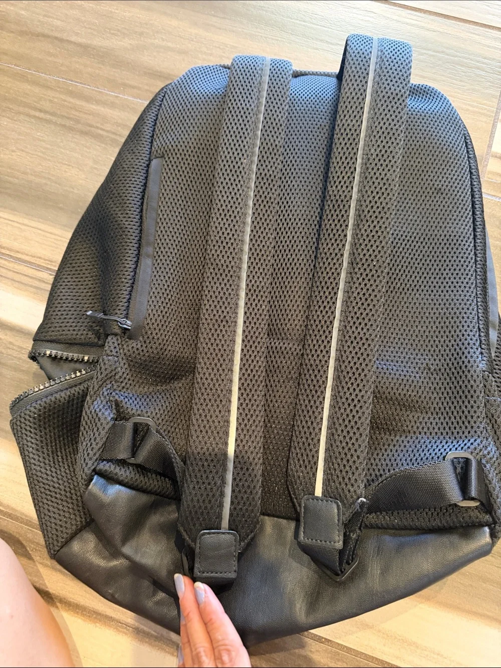 lululemon athletica Black Mesh Backpack with Padded Straps